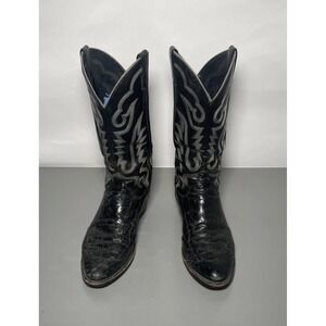 Vintage Justin Full Quill Ostrich Men's Cowboy Boots Black 8.5 D